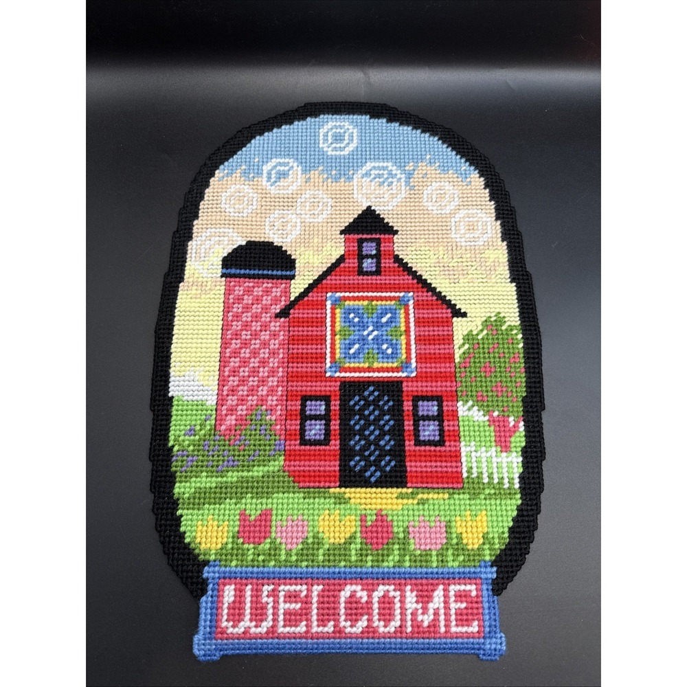 Welcome Barn Plastic Canvas Completed Wall Decor Door Hanger Silo